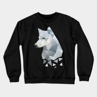 Dramabite Low-poly polygon grey wolf geometric minimal illustration Crewneck Sweatshirt